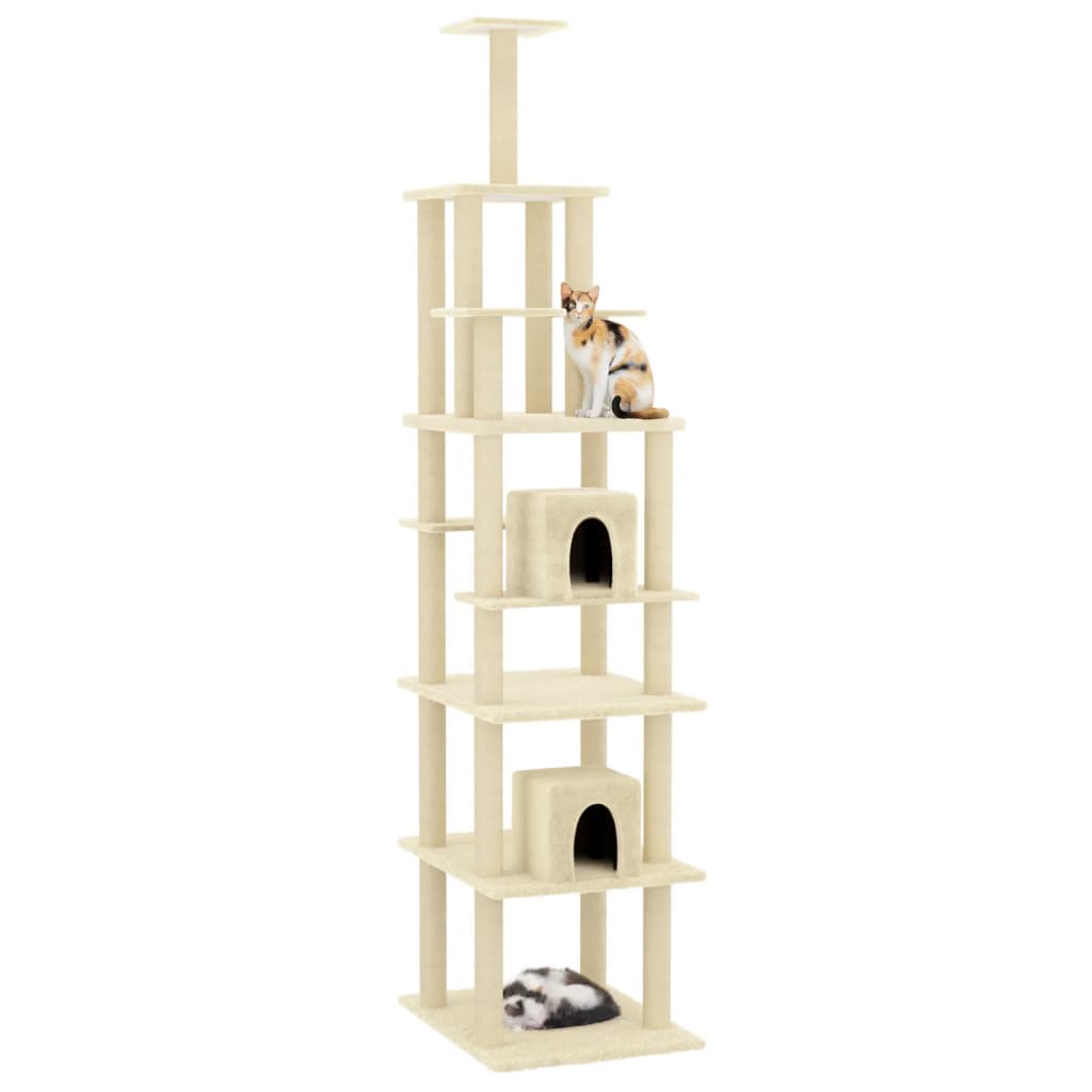 Berkfield Cat Tree with Sisal Scratching Posts Cream 216 cm