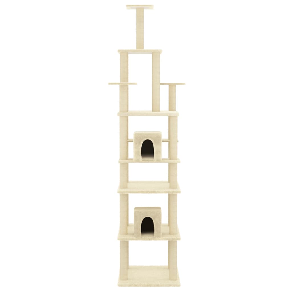 Berkfield Cat Tree with Sisal Scratching Posts Cream 216 cm