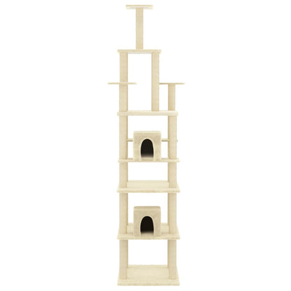 Berkfield Cat Tree with Sisal Scratching Posts Cream 216 cm