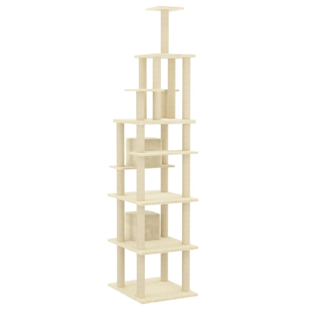 Berkfield Cat Tree with Sisal Scratching Posts Cream 216 cm