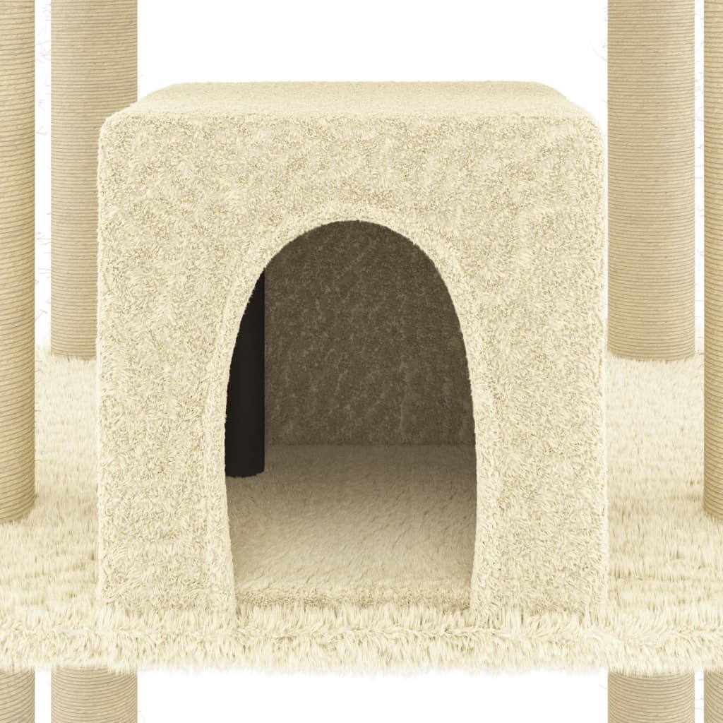 Berkfield Cat Tree with Sisal Scratching Posts Cream 216 cm
