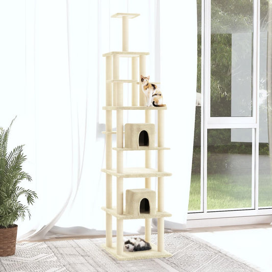 Berkfield Cat Tree with Sisal Scratching Posts Cream 216 cm