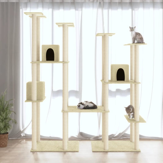 Berkfield Cat Tree with Sisal Scratching Posts Cream 174 cm