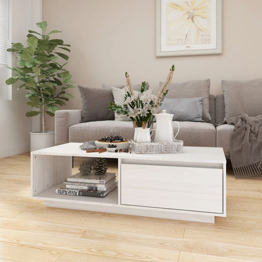 Berkfield Coffee Table White 110x50x33.5 cm Solid Pinewood