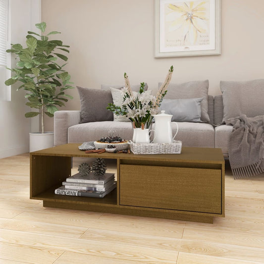 Berkfield Coffee Table Honey Brown 110x50x33.5 cm Solid Pinewood