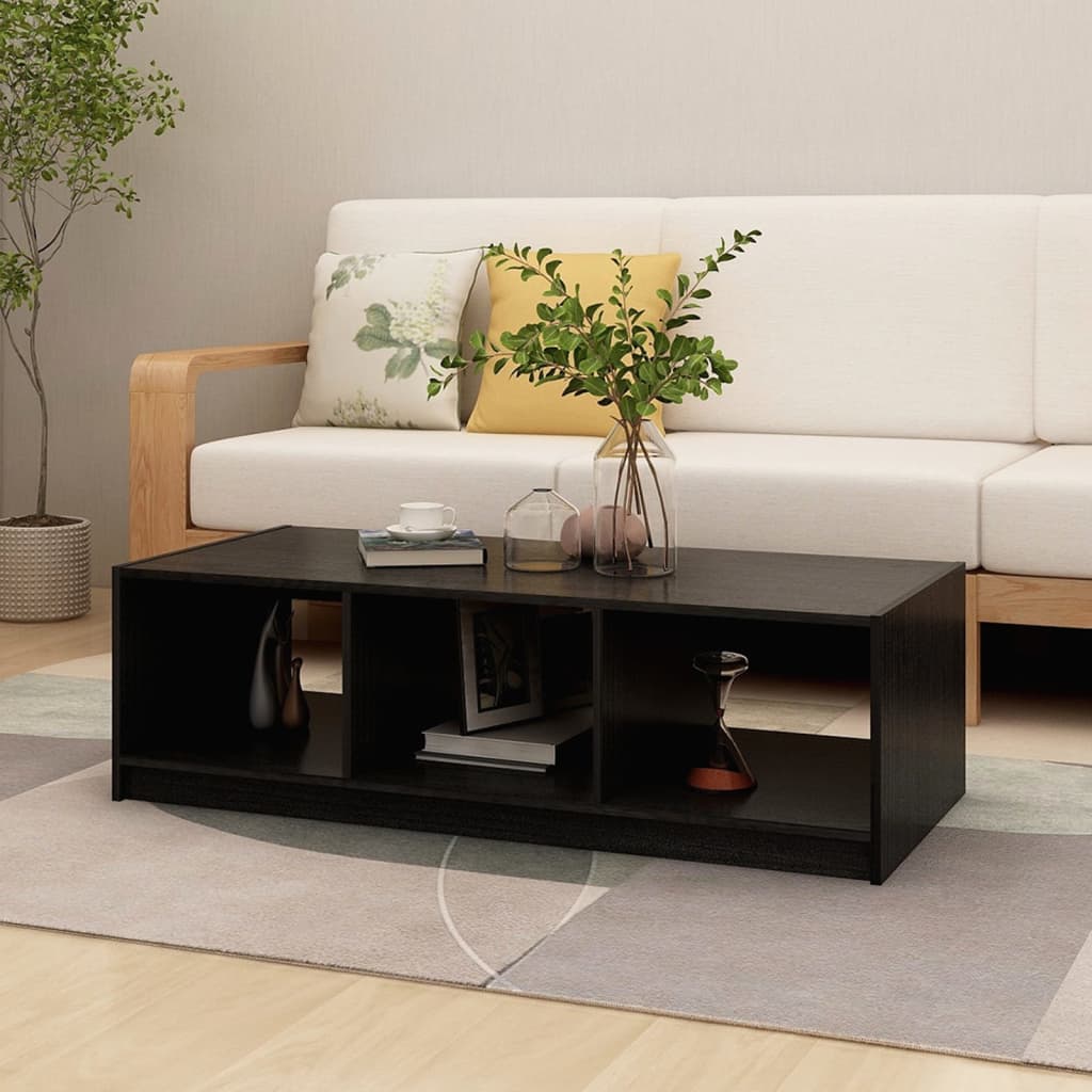 Berkfield Coffee Table Black 110x50x34 cm Solid Pinewood