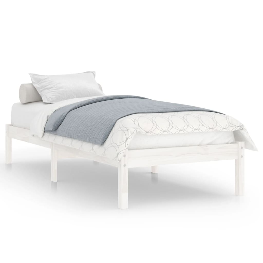 Berkfield Bed Frame White Solid Wood 90x190 cm Single