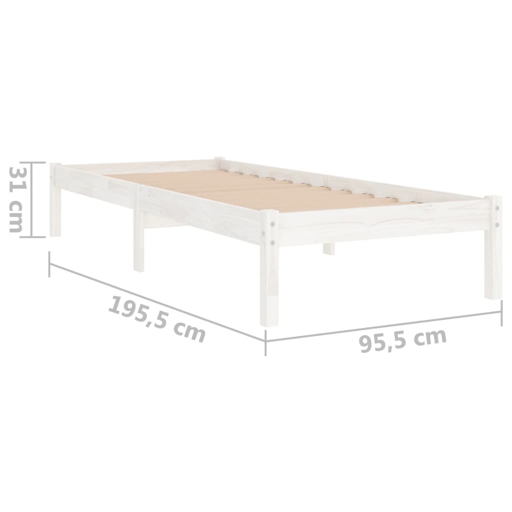 Berkfield Bed Frame White Solid Wood 90x190 cm Single