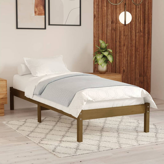 Berkfield Bed Frame Honey Brown Solid Wood 90x190 cm Single