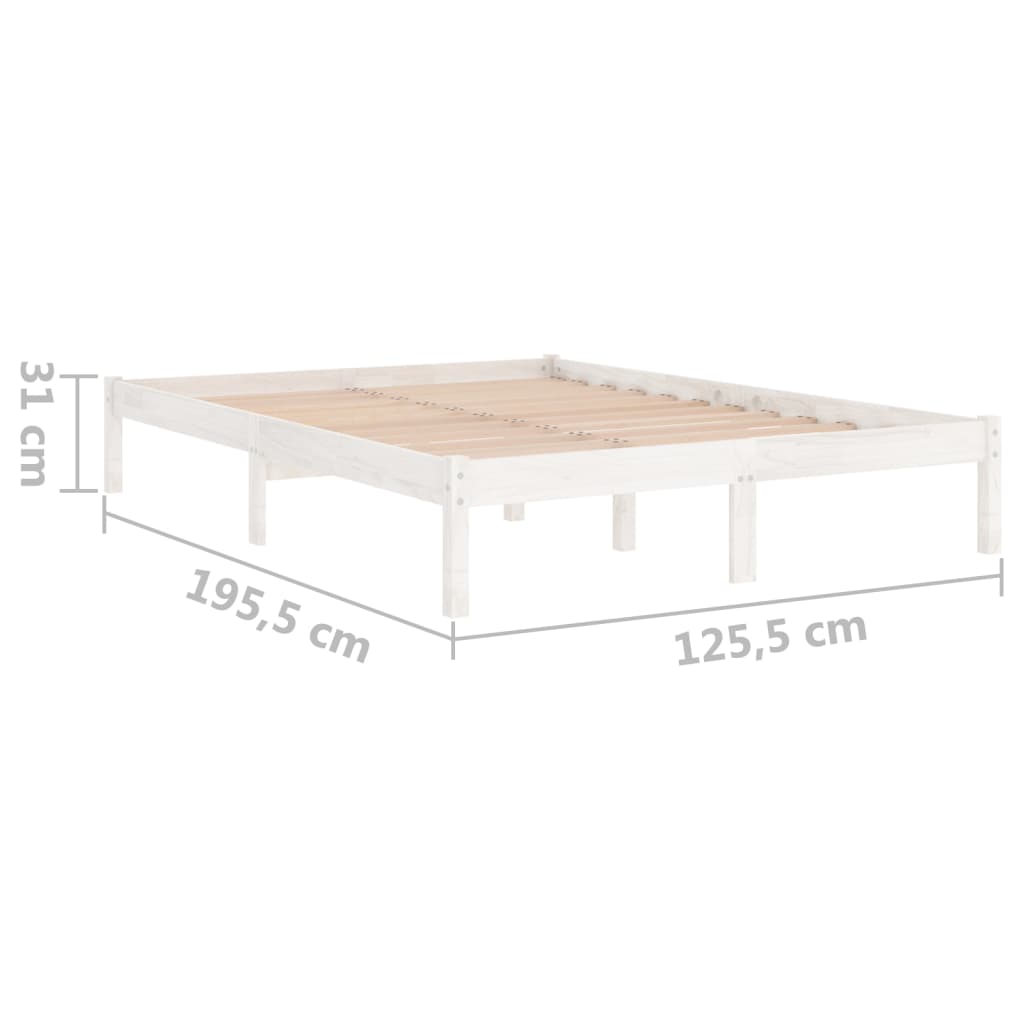 Berkfield Bed Frame White Solid Wood 120x190 cm Small Double