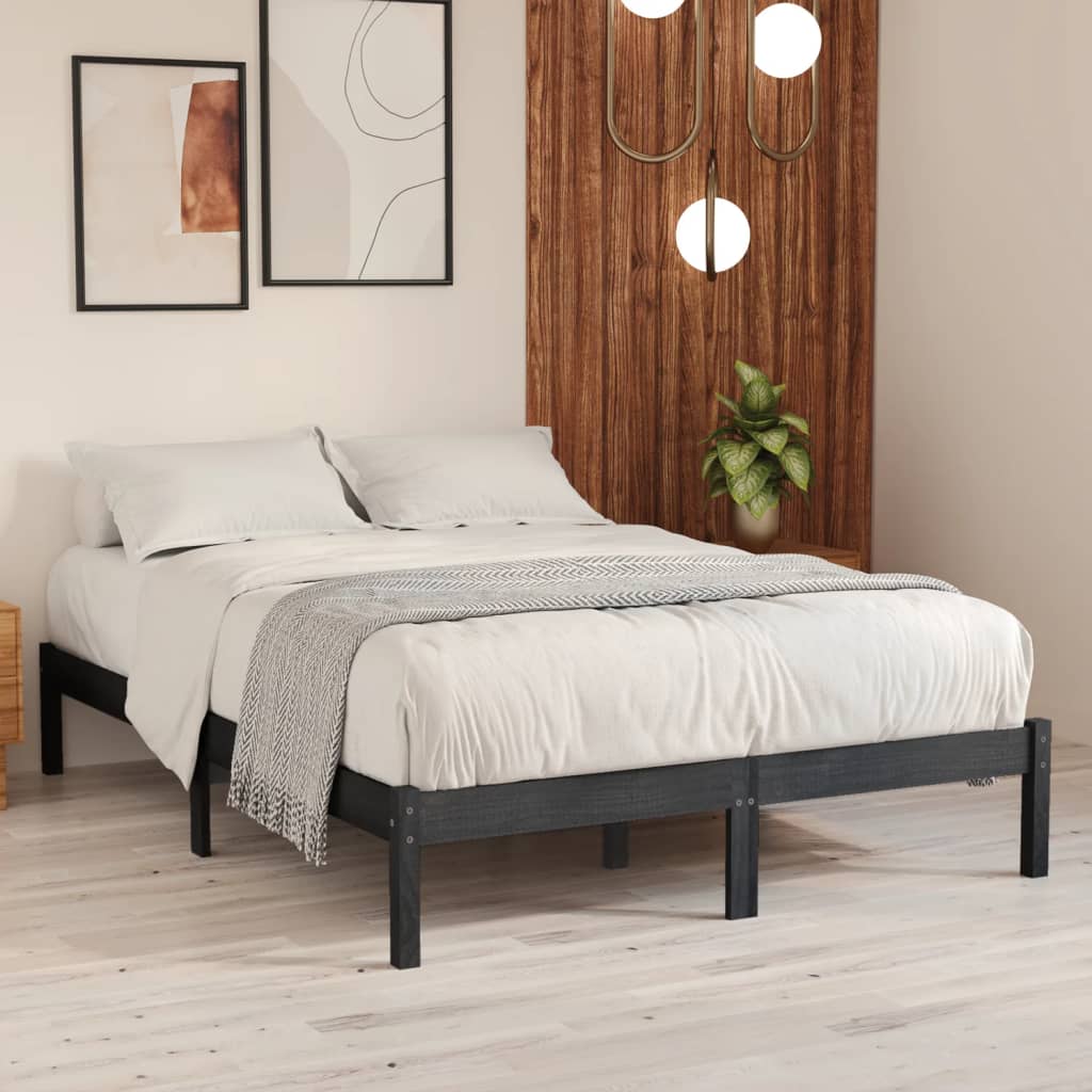 Berkfield Bed Frame Grey Solid Wood 120x190 cm Small Double