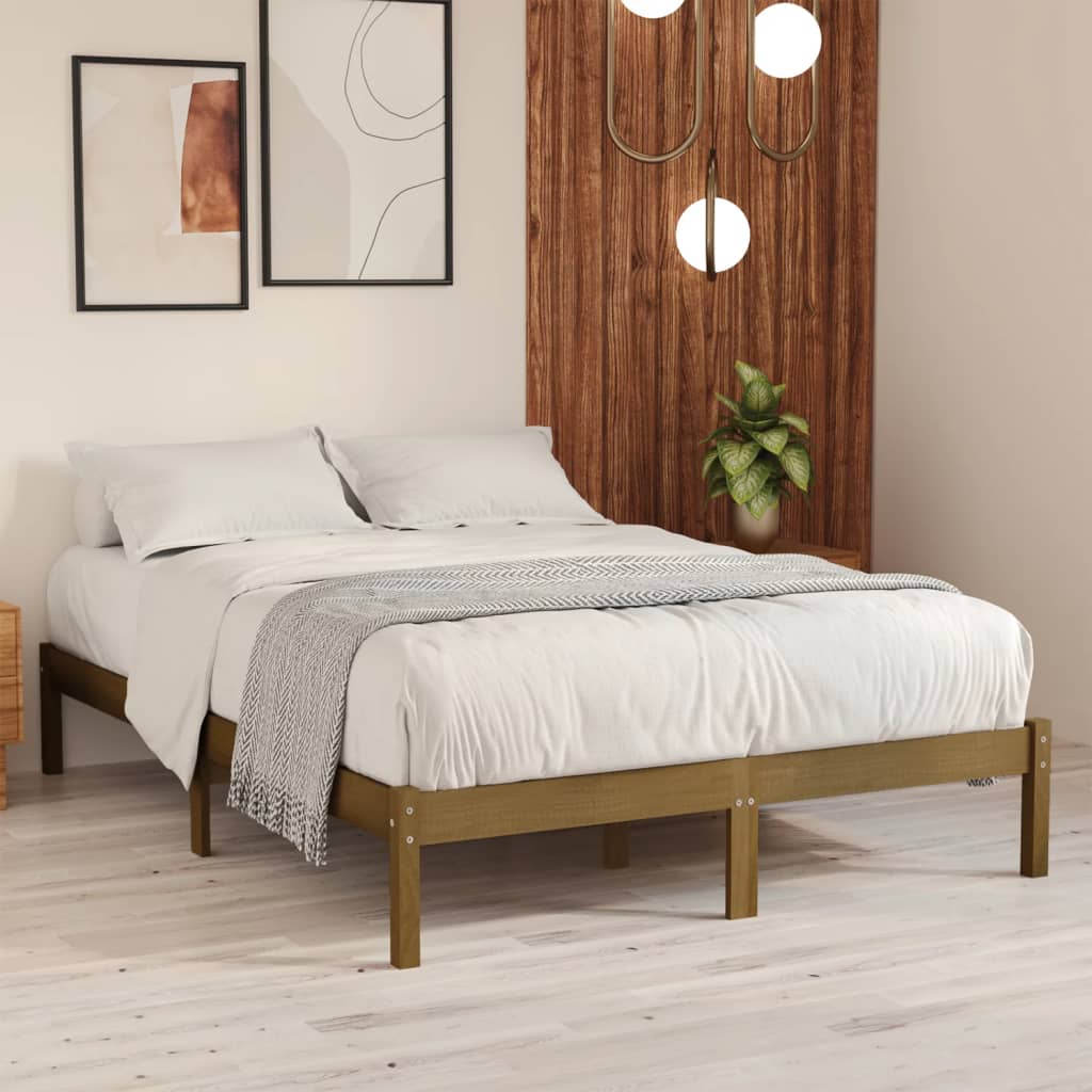 Berkfield Bed Frame Honey Brown Solid Wood Pine 140x200 cm