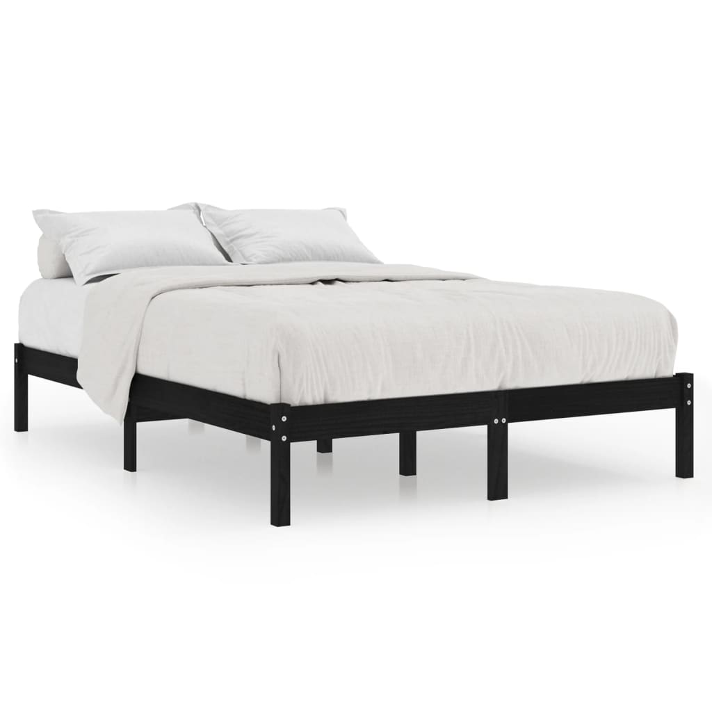 Berkfield Bed Frame Black Solid Wood 150x200 cm King Size
