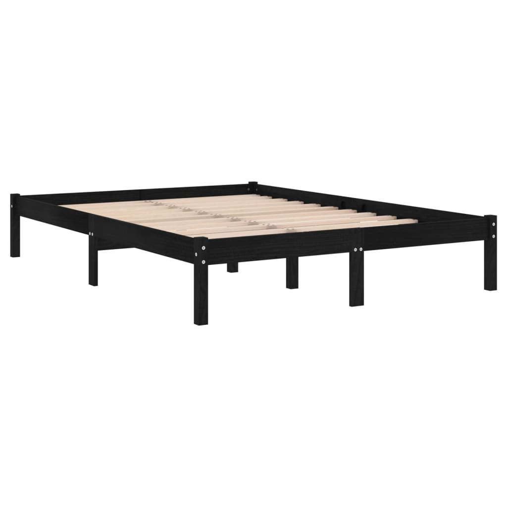 Berkfield Bed Frame Black Solid Wood 150x200 cm King Size