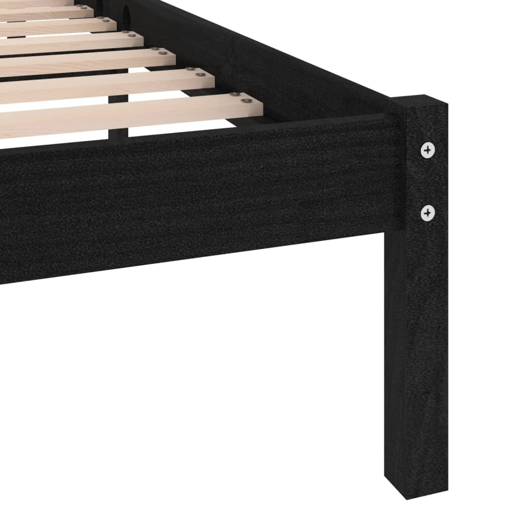 Berkfield Bed Frame Black Solid Wood 150x200 cm King Size