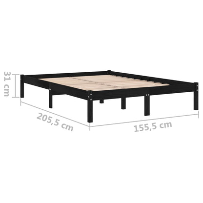 Berkfield Bed Frame Black Solid Wood 150x200 cm King Size