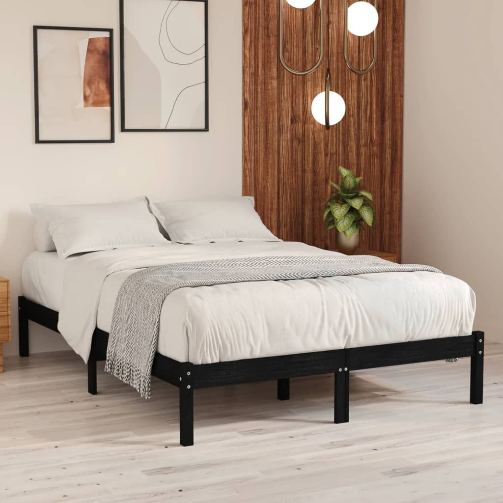 Berkfield Bed Frame Black Solid Wood 150x200 cm King Size