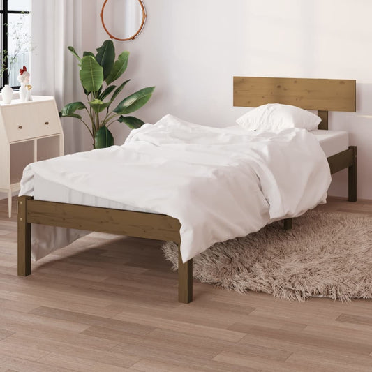 Berkfield Bed Frame Honey Brown Solid Wood Pine 90x190 cm Single