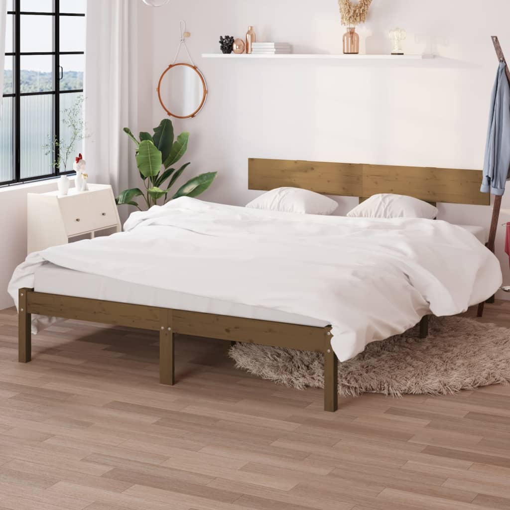 Berkfield Bed Frame Honey Brown Solid Wood Pine 140x190 cm