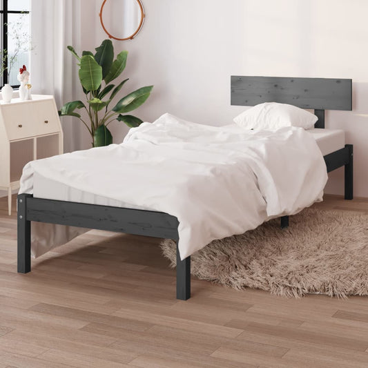 Berkfield Bed Frame Grey Solid Wood Pine 90x200 cm