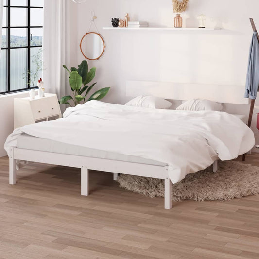 Berkfield Bed Frame White Solid Wood Pine 120x200 cm