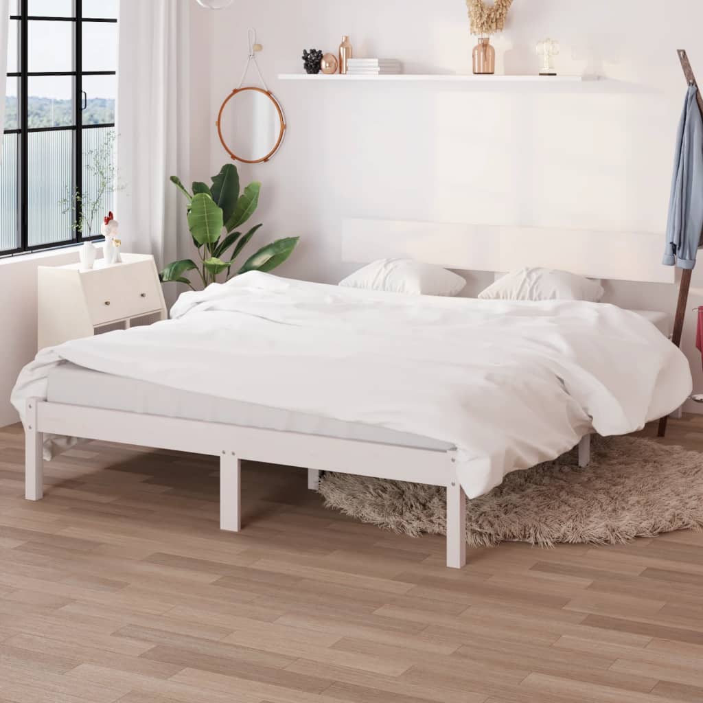 Berkfield Bed Frame White Solid Wood Pine 160x200 cm