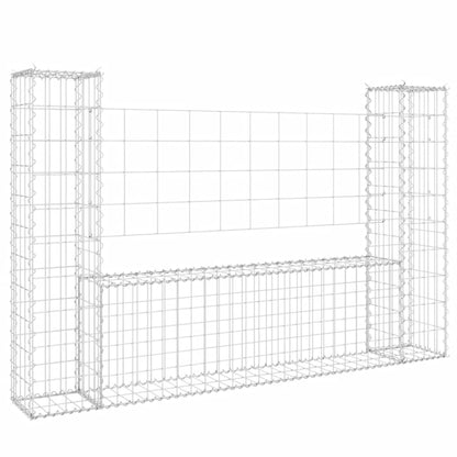 Berkfield U-shape Gabion Basket with 2 Posts Iron 140x20x100 cm