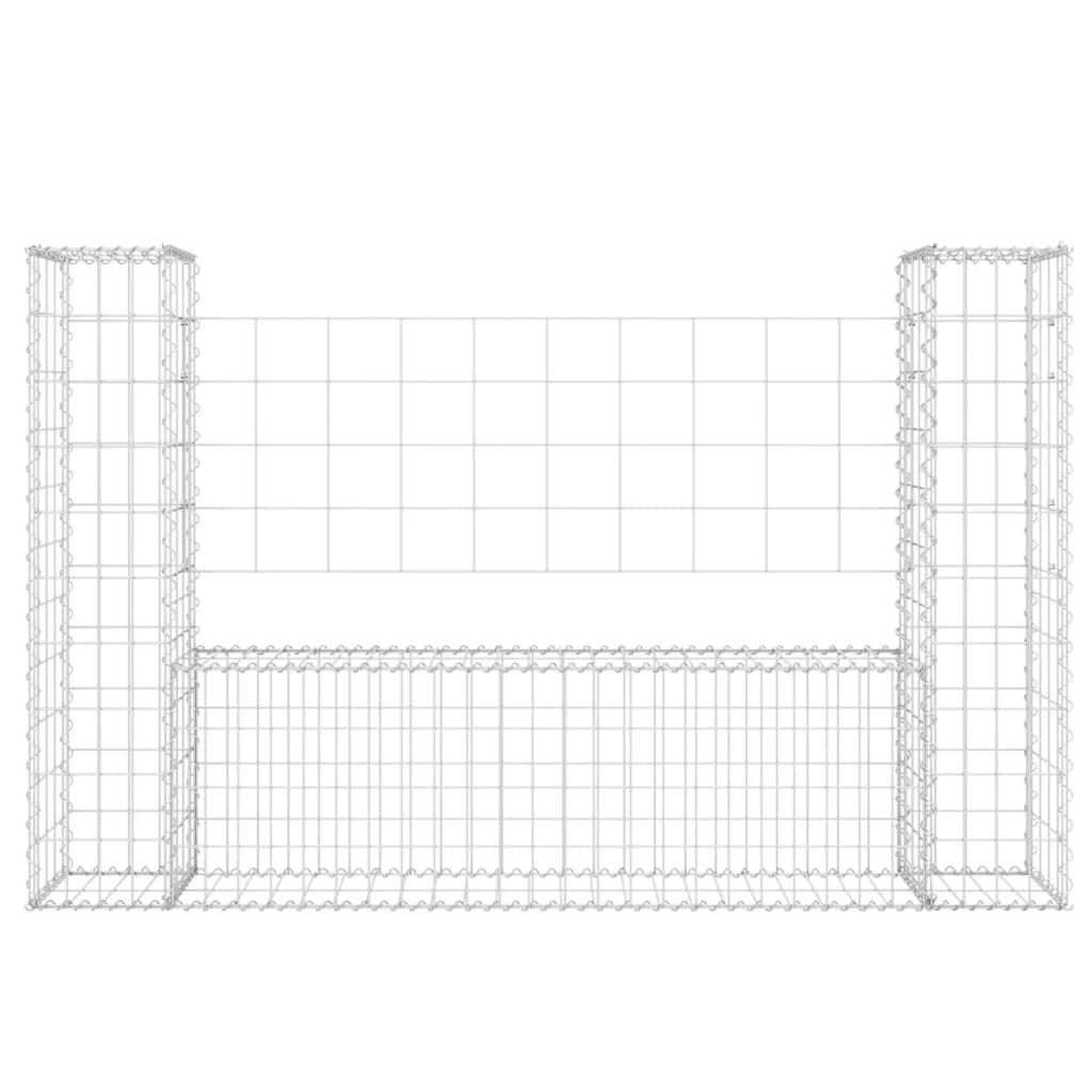 Berkfield U-shape Gabion Basket with 2 Posts Iron 140x20x100 cm