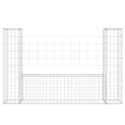 Berkfield U-shape Gabion Basket with 2 Posts Iron 140x20x100 cm