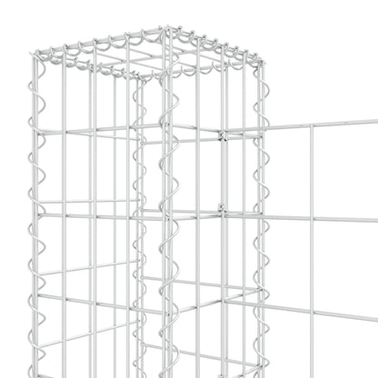 Berkfield U-shape Gabion Basket with 2 Posts Iron 140x20x100 cm