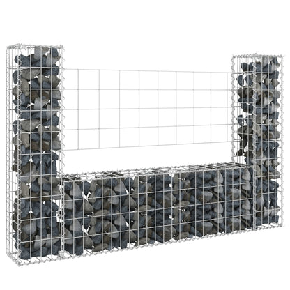 Berkfield U-shape Gabion Basket with 2 Posts Iron 140x20x100 cm