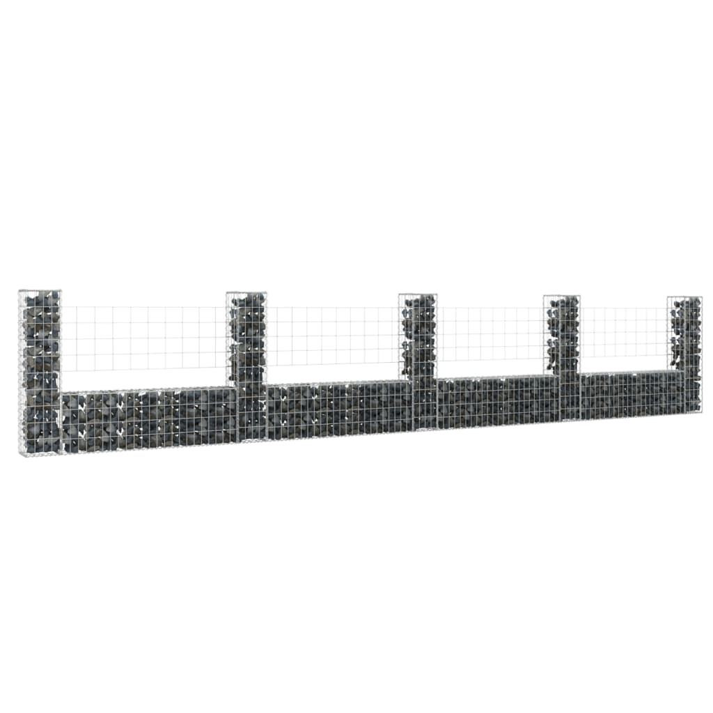 Berkfield U-shape Gabion Basket with 5 Posts Iron 500x20x100 cm