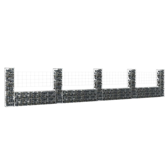 Berkfield U-shape Gabion Basket with 5 Posts Iron 500x20x100 cm