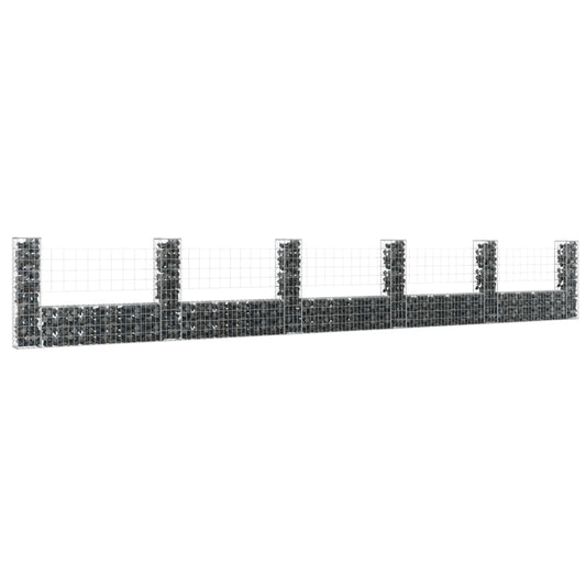 Berkfield U-shape Gabion Basket with 6 Posts Iron 620x20x100 cm