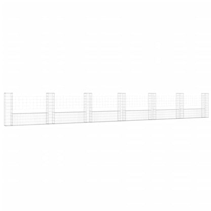 Berkfield U-shape Gabion Basket with 7 Posts Iron 740x20x100 cm