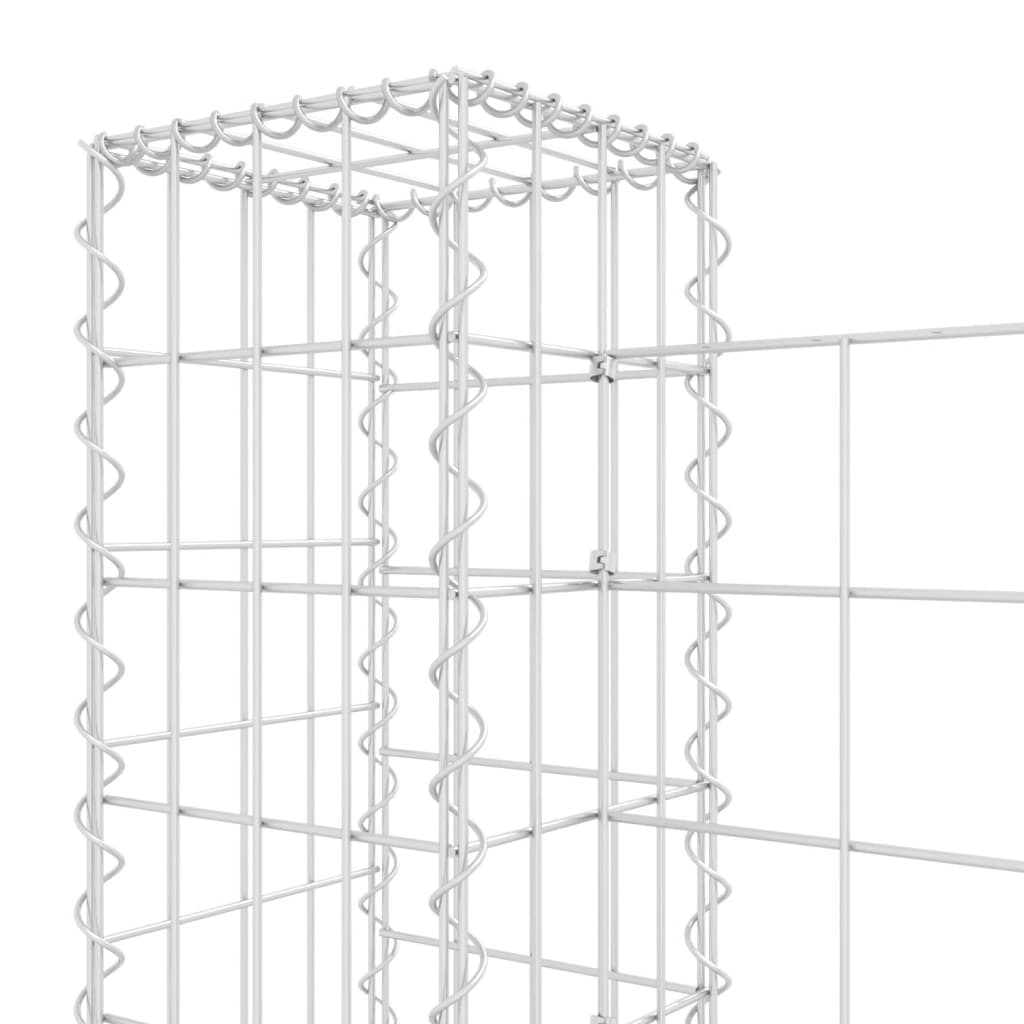 Berkfield U-shape Gabion Basket with 7 Posts Iron 740x20x100 cm