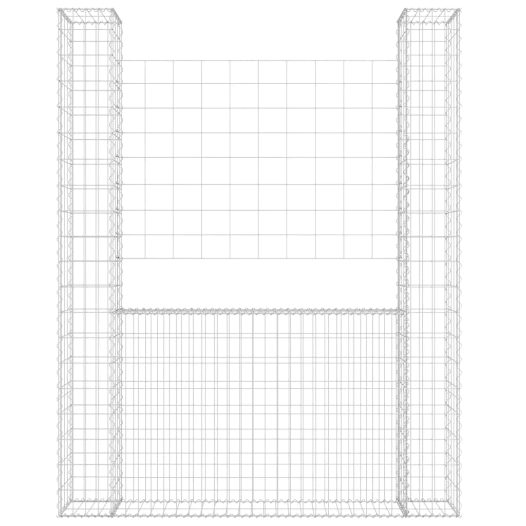 Berkfield U-shape Gabion Basket with 2 Posts Iron 140x20x200 cm