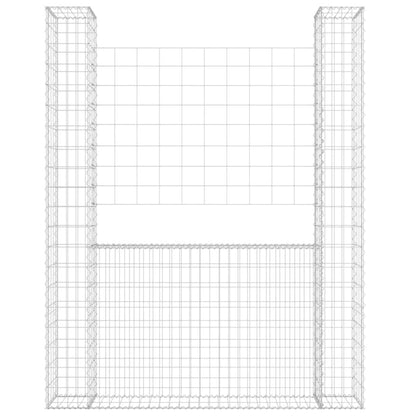 Berkfield U-shape Gabion Basket with 2 Posts Iron 140x20x200 cm