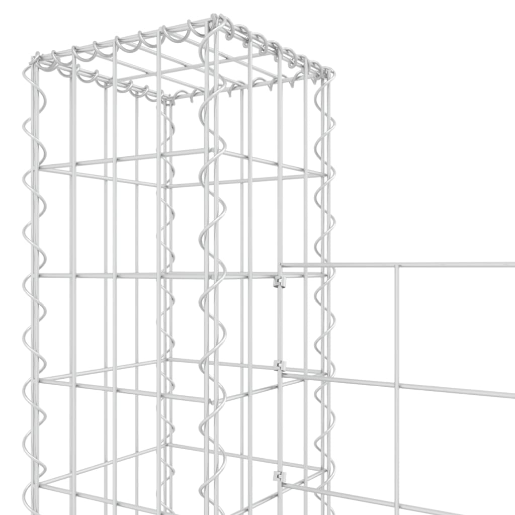 Berkfield U-shape Gabion Basket with 2 Posts Iron 140x20x200 cm