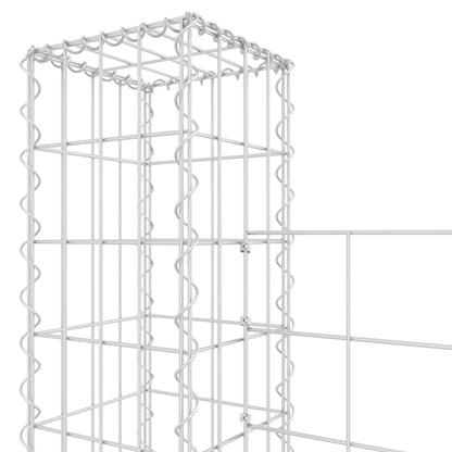 Berkfield U-shape Gabion Basket with 2 Posts Iron 140x20x200 cm