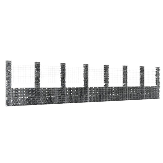 Berkfield U-shape Gabion Basket with 8 Posts Iron 860x20x200 cm