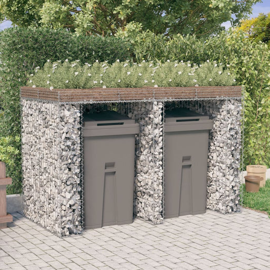 Berkfield Gabion Wall for Garbage Bin 192x91x120 cm Galvanised Iron