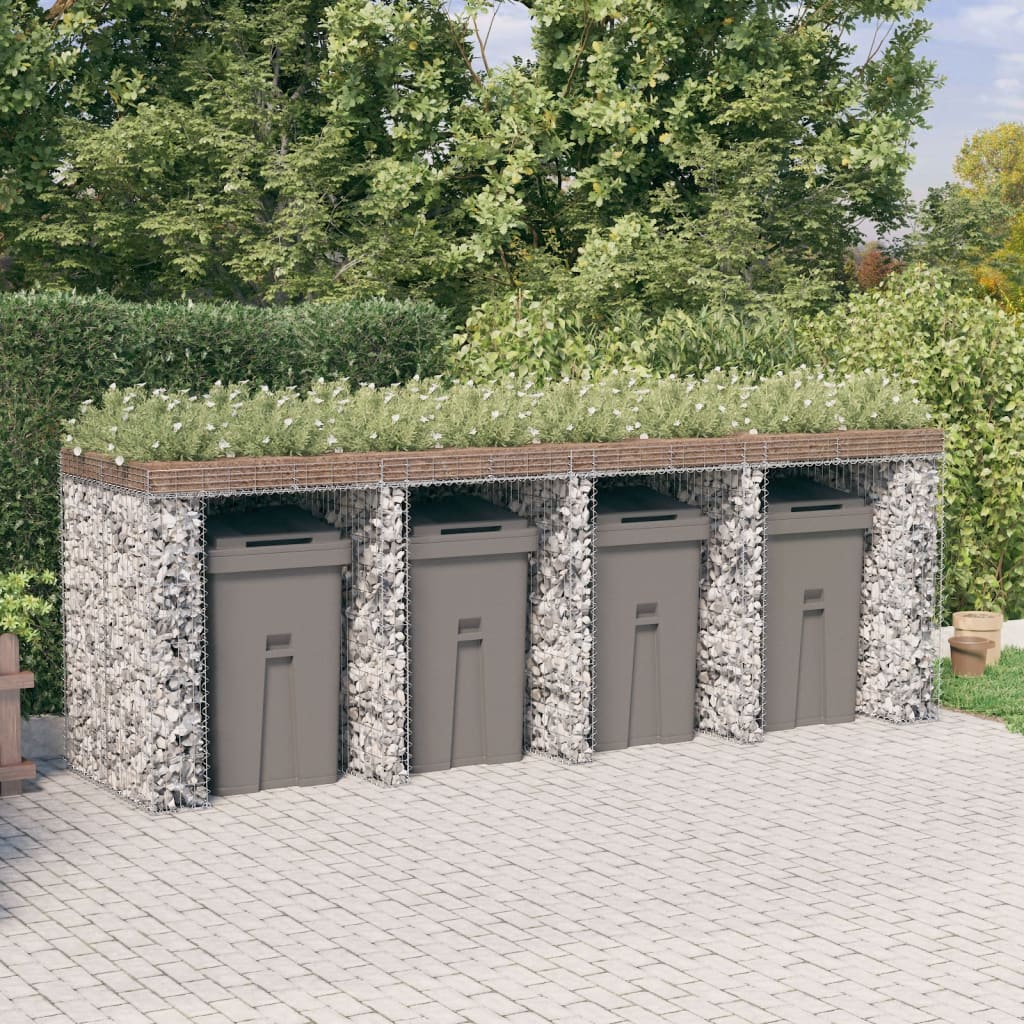 Berkfield Gabion Wall for Garbage Bin 350x91x120 cm Galvanised Iron