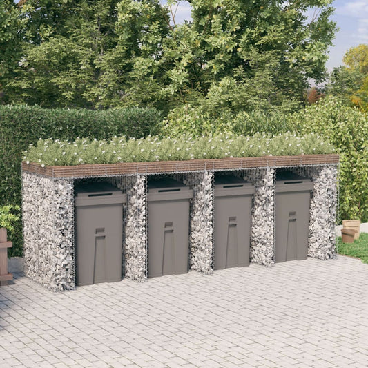 Berkfield Gabion Wall for Garbage Bin 350x91x120 cm Galvanised Iron