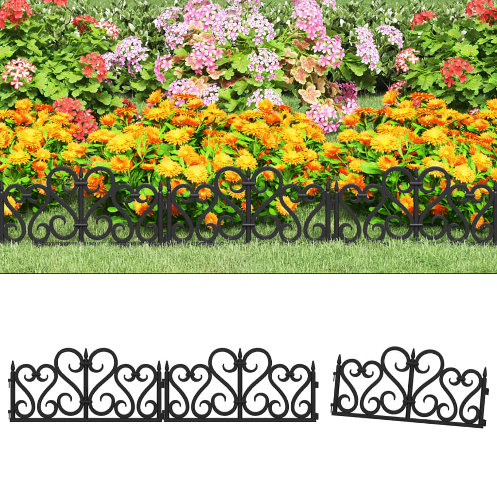 Berkfield Lawn Edgings 17 pcs Black 10 m PP