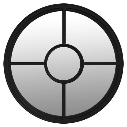 Berkfield Garden Mirror Black 60x4 cm Iron Round for Outdoor Use