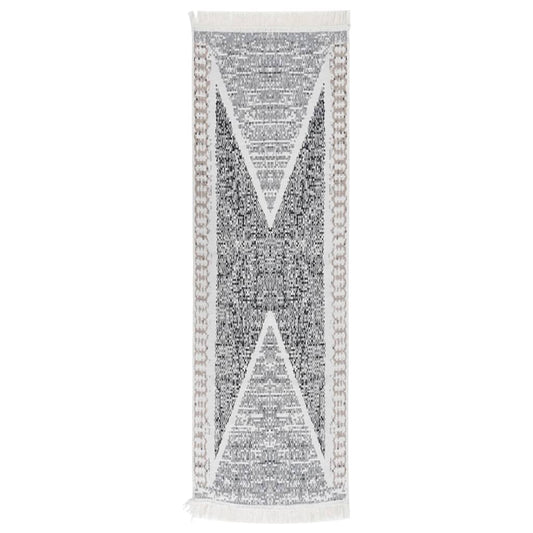 Berkfield Rug Black and Grey 80x300 cm Cotton