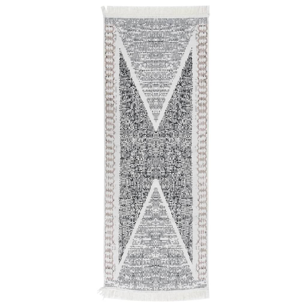 Berkfield Rug Black and Grey 100x300 cm Cotton