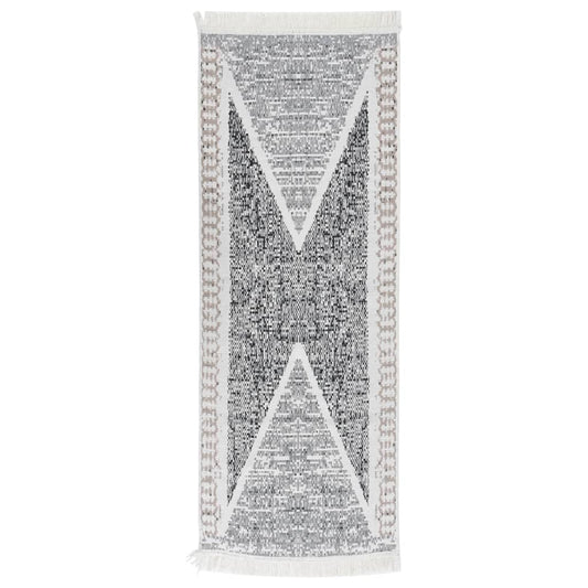 Berkfield Rug Black and Grey 100x300 cm Cotton