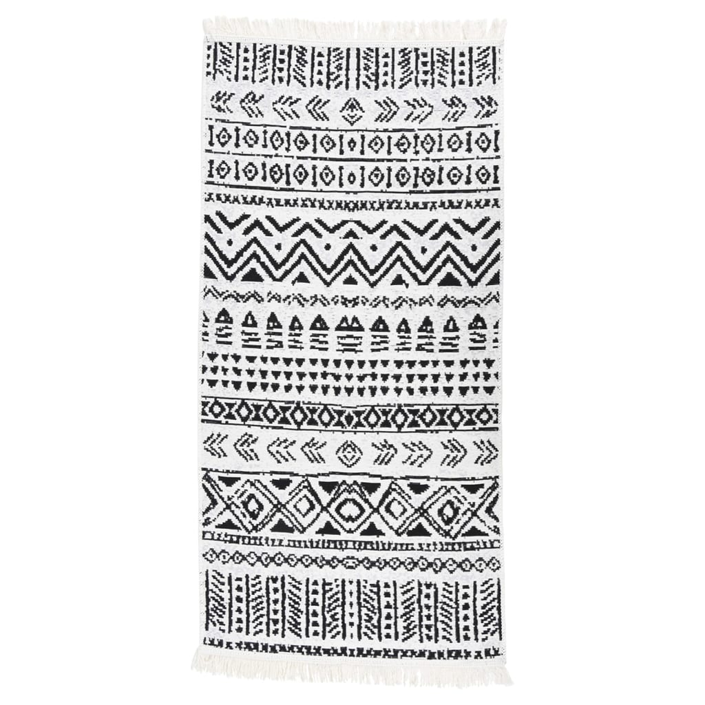 Berkfield Rug Black and White 100x200 cm Cotton